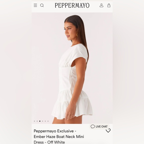 NWT Peppermayo Off-White Boat Neck Mini Dress - Picture 3 of 4